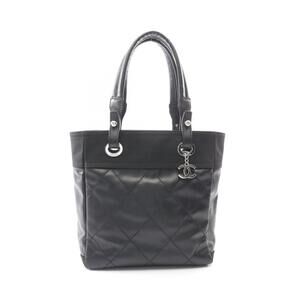 Chanel Paris Biarritz Tote Bag Canvas Leather Black